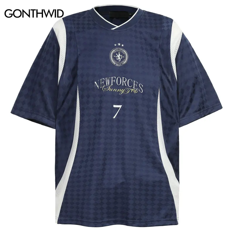 

Винтажная сетчатая футболка из джерси Y2K с графическим принтом в стиле пэчворк, гоночная спортивная футболка, уличная одежда в стиле хип-хоп, Harajuku, повседневная мешковатая футболка