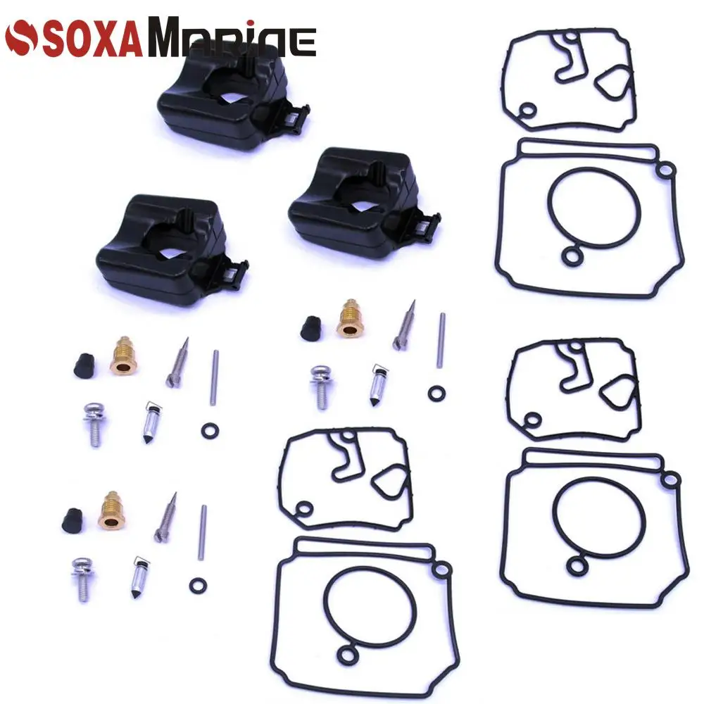 3 Sets Carburetor Repair Kit for Yamaha 2 Stroke 40 50HP Outboards  6H4-W0093-02 6H4-W0093-03 40EJRQ 40LF 50EJRP 18-7767