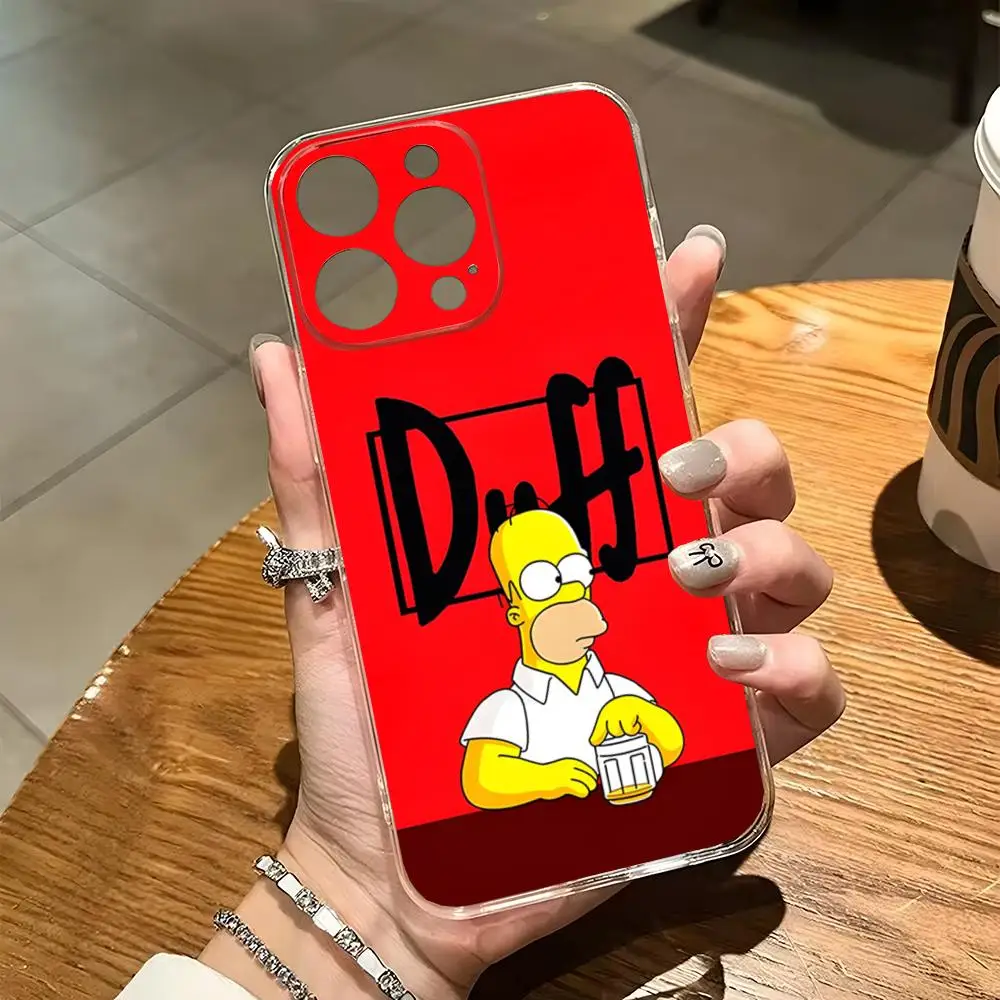 Zabawne etui na telefon Homer Simpson do iPhone\'a 15 Pro Max 14 Plus 11 12 Mini 13 Pro 7 8 X XR XS SE Przezroczysta tylna obudowa