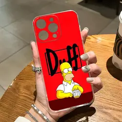 Zabawne etui na telefon Homer Simpson do iPhone'a 15 Pro Max 14 Plus 11 12 Mini 13 Pro 7 8 X XR XS SE Przezroczysta tylna obudowa