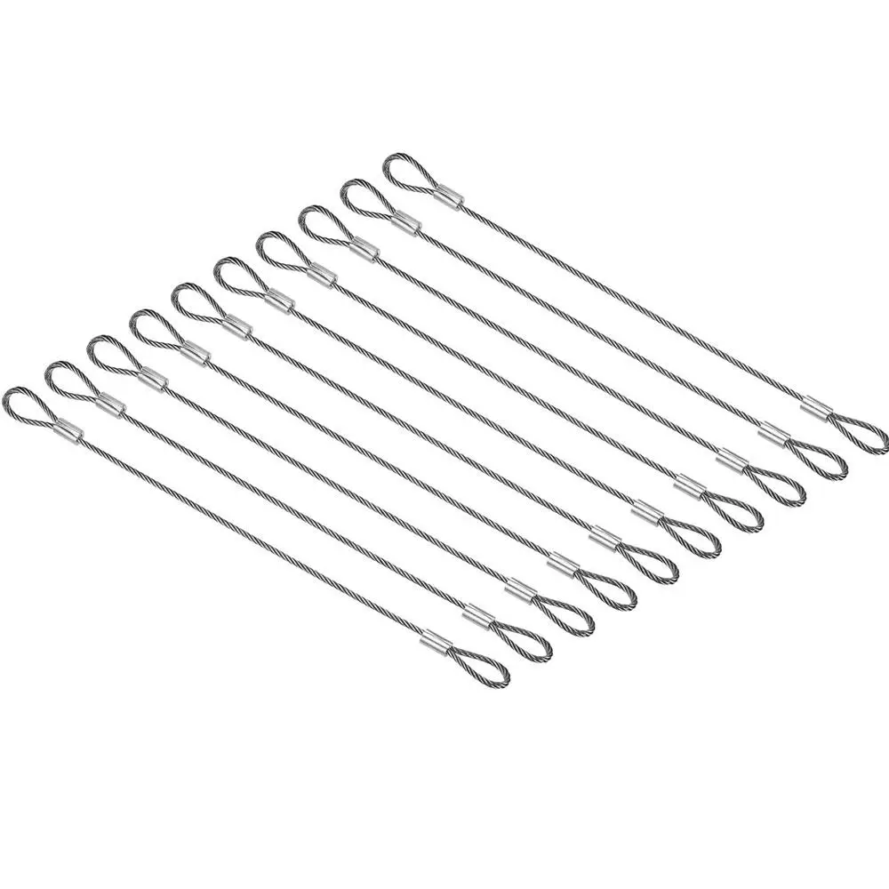 Stainless Steel Safety Security Cable Wire Safe Sliver Stage Lights Rope 20cmx2mm Anti Detachment Rope Durable Double Loop