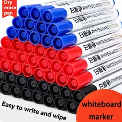 6Pcs/Set Dry Erase Whiteboard Marker Pen Blackboard Pens Thin Nib Black Blue Red Color Erasable Marker Pens
