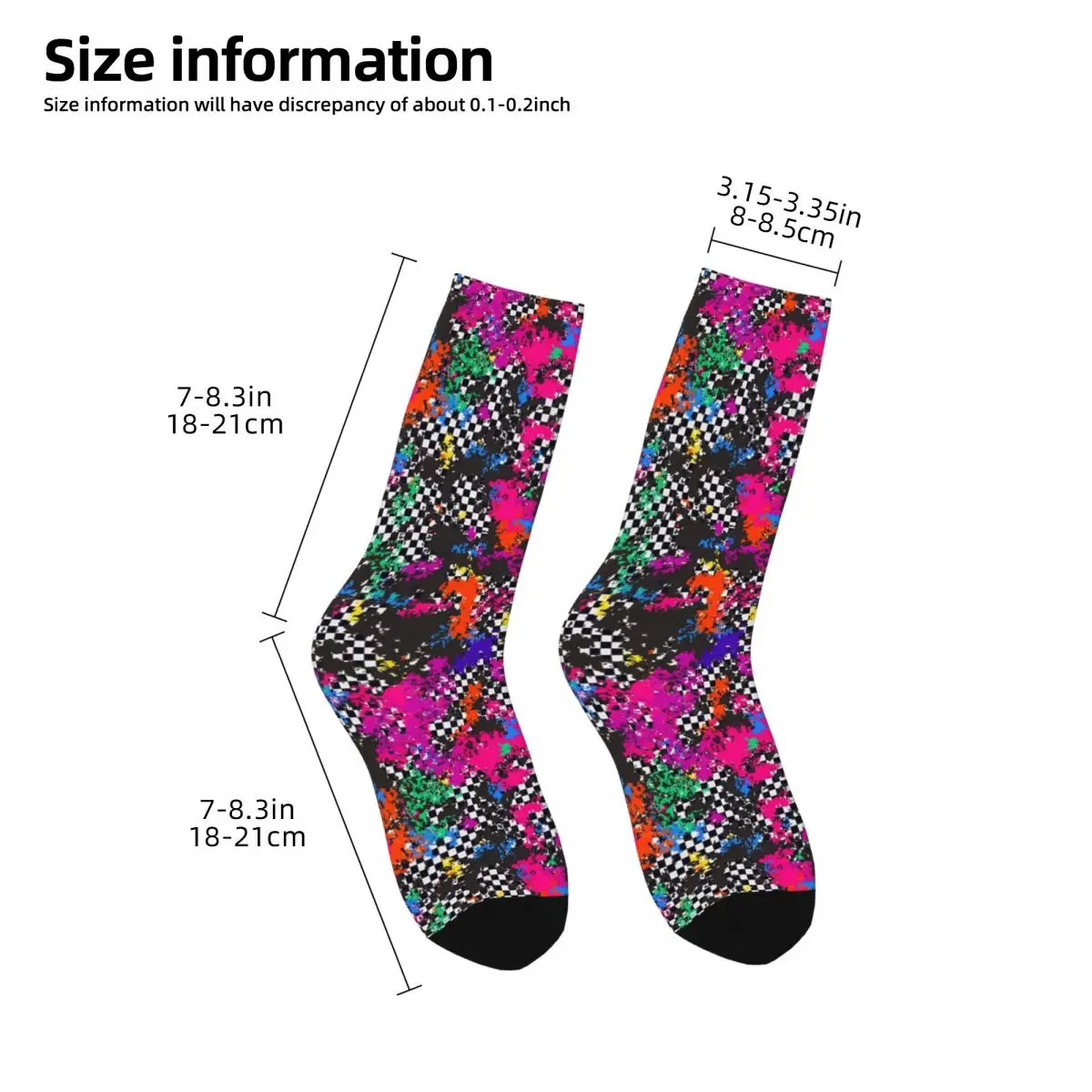 Happy Men's Socks Urban Art Texture With Paint Splashes Vintage Neon Pattern Harajuku Novelty Crew Sock Gift Pattern Printed