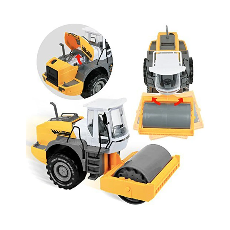 Friction Powered Steamroller Truck Construction Toy,Inertia Repair Car Toy, Engineering Vehicle,Toys For Children 2-6 Years Old,