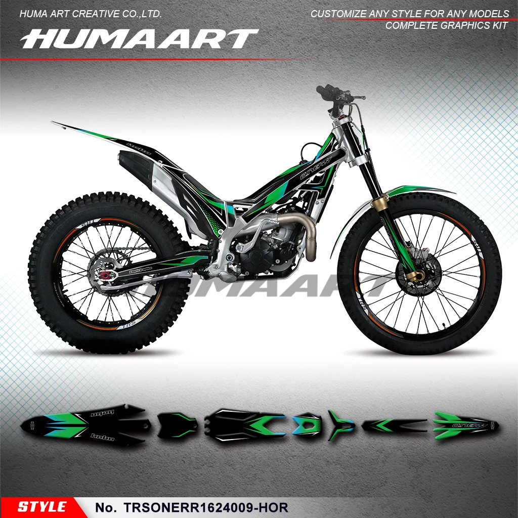 

Humaart Motocross Decal Stickers Graphics Kit for TRS TRRS ONE R RR GOLD Trials Bike 2016-2024, Black Green