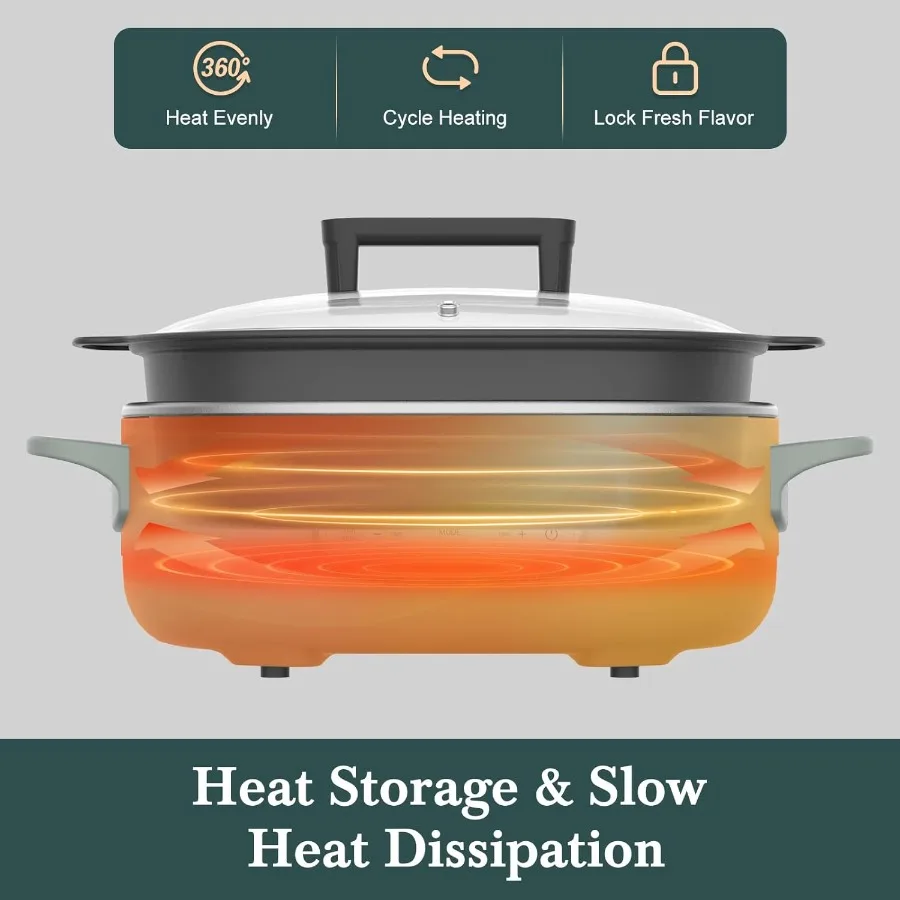 MAGNIFIQUE Multicooker de 6 cuartos con cazuela 8 en 1, olla de cocción lenta programable, horno holandés, horno antiadherente para Pasta, olla segura a 500F para