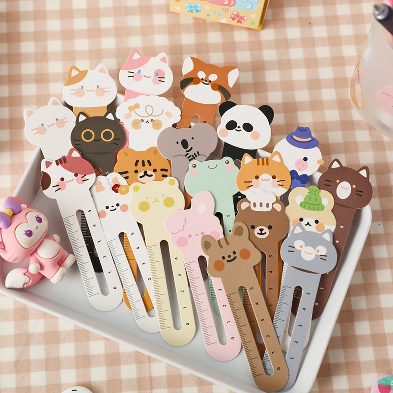 30pcs/box Cartoon Animal Bookmark Lovely Animal City Scale Bookmarks Set Cartoon Paper Memo Page Marker Unique Reading Gift