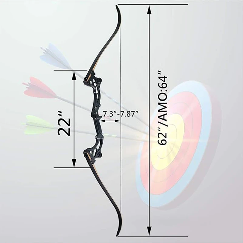 JUNXING F163 64inch Archery Takedown Recurve Bow 30-60lbs Right Hand for Professional Practice Shooting Hunting