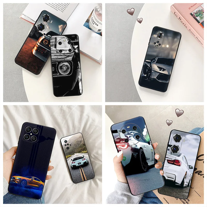 Silicone Black Phone Case for Honor x8b Magic5 x9 x7 b x6 x8 a 90 70 8x x8a x7b Highway Super Car Pixel 6a 7a 8a 7 6 8 Pro Cover