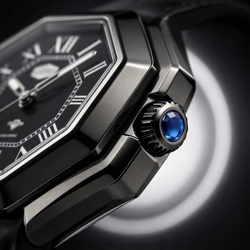 HEROFORCE Octagon Men's Watch Black Leather Strap Roman Numeral Dial Quartz Wristwatch Waterproof Business Dress Watch for Men