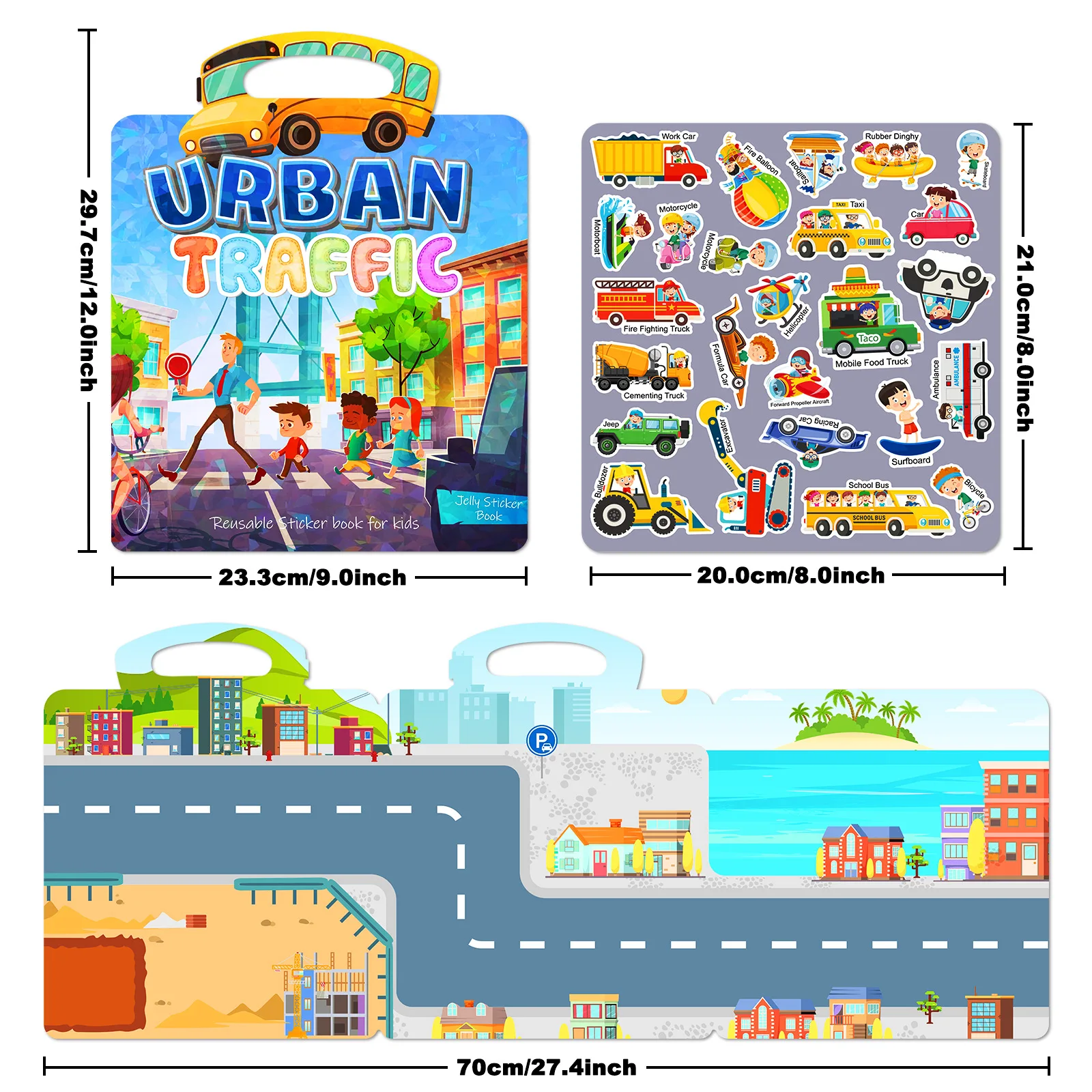 Bview Art Reusable Sensory Sticker Book for Kids, Rainbow Holographic Design, Quiet Early Learning Educational Toy