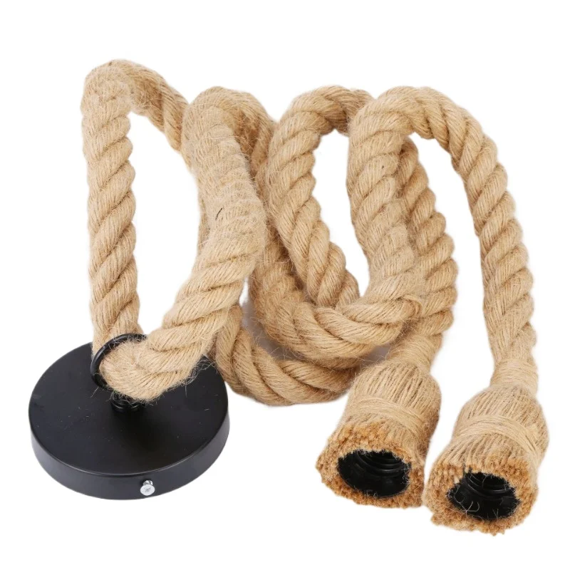 

Винтажный подвесной светильник из пеньковой веревки, декоративный держатель лампы в индустриальном стиле E27, аксессуары для подвесных светильников с двойной головкой