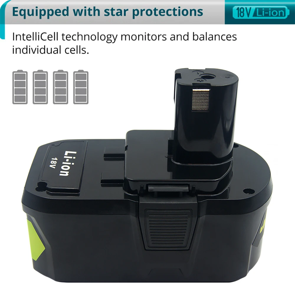 8.0/6.0Ah 18V Li-ion Rechargeable Battery for Ryobi ONE+ P108 P107 P122 P104 P105 P102 P103 P109 RB18L25 RB18L40 Cordless drills