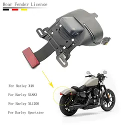 Motorcycle Rear Fender License Plate Bracket Holder With LED Taillight Brake Lamp For Harley IRON 883 1200 FORTY EIGHT X48 Part