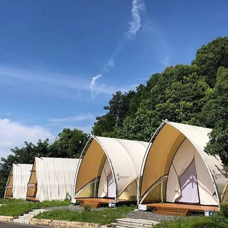 

Canvas Glamping Safari Outdoor Glamping Sailing Shape Hotel Tent Waterproof Glamping Safari Lodge Tent for Camping Resort