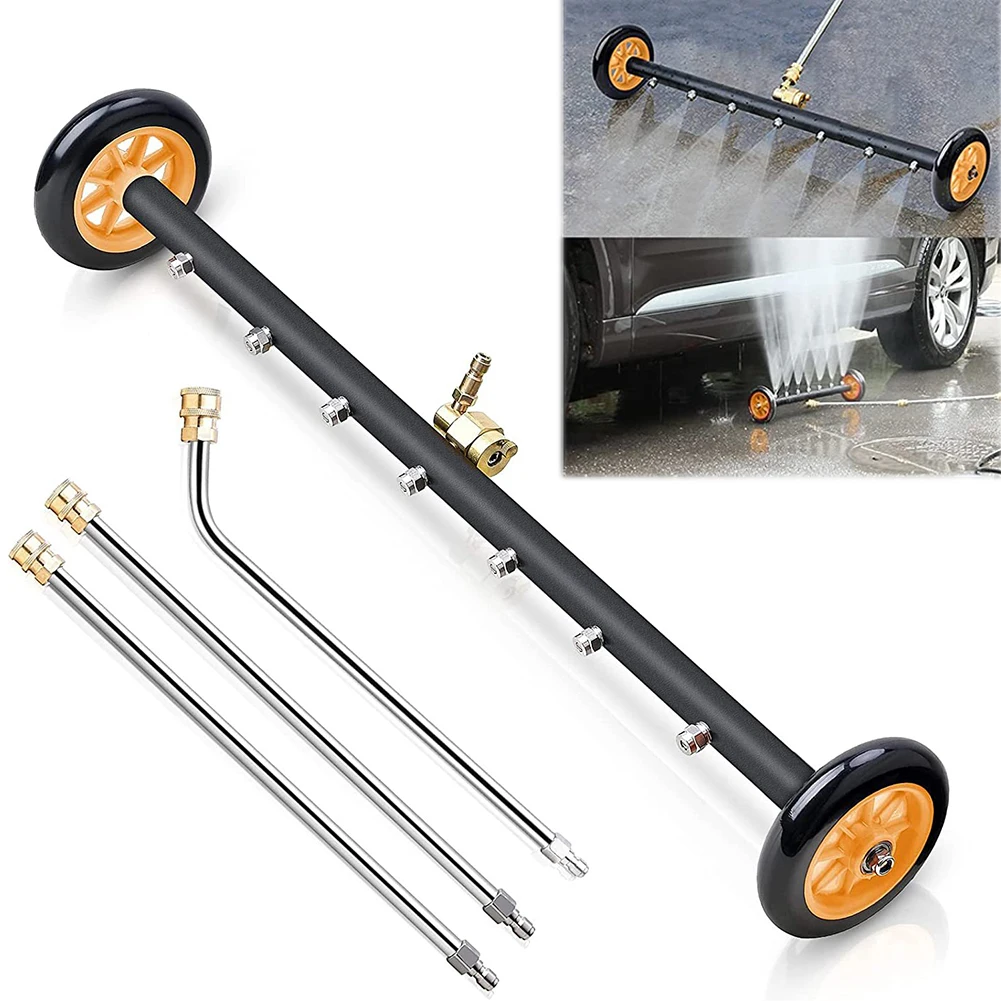 22 Inch Undercarriage Surface Cleaner Extendable 3-Wand Water Broom Under Car Chassis Floor Wash Underbody Cleaning Water Broom