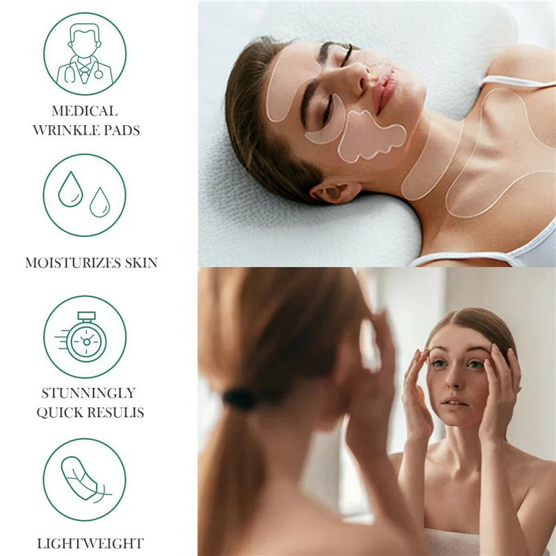 

22Pcs Reusable Silicone Wrinkle Removal Sticker Face Forehead Neck Eye Sticker Pad Anti Aging Skin Lifting Care Patch