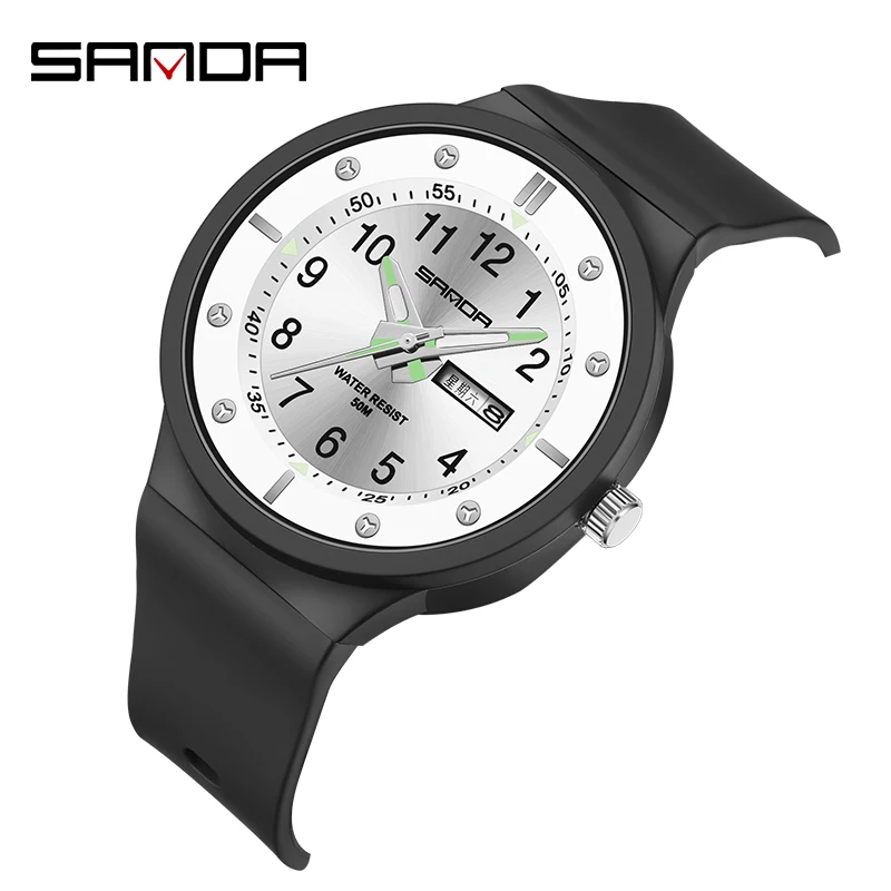 

Fashion Sanda Top Brand Youth Fluorescent New 2023 Top Men's Trend Outdoor Spots Gift Waterproof 9012 Calendar Quartz Watch