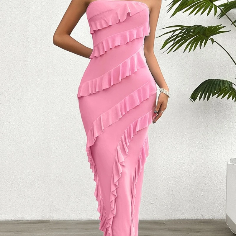 

2026 Spring/Summer Sexy Bag Hip Solid Color Slimming Skincare Dress