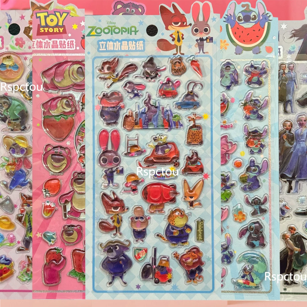 Disney Zootopia Lilo Stitch Frozen 3D adesivi in rilievo Anime Cartoon decalcomanie fai da te laptop frigorifero cassa del telefono adesivo decorazione diario