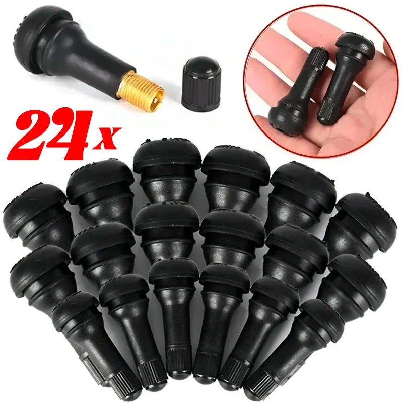 Black TR414 Tubeless Car Wheel Tire Valve Stems with Caps Snap in Type Rubber Tire Valve Stem Cover High Quality Car Accessories