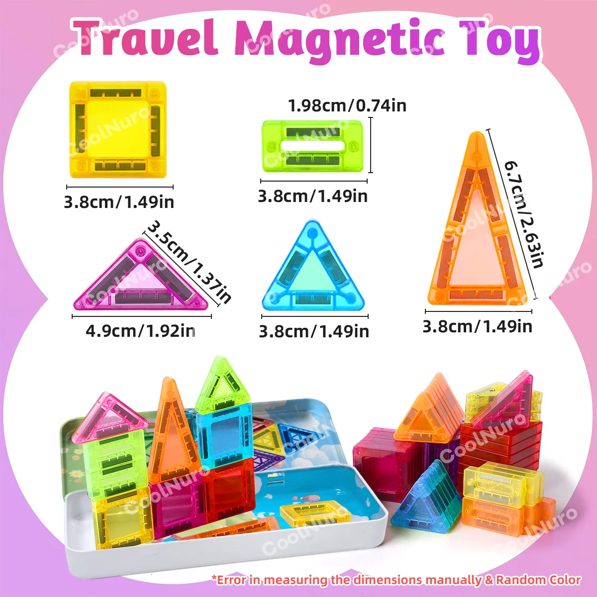 26/38-teiliges Set mit Eisenbox – buntes magnetisches Bausteine-Set, geeignet für Lern- und Bildungs-Magnetspielzeug für Kinder, Geschenke