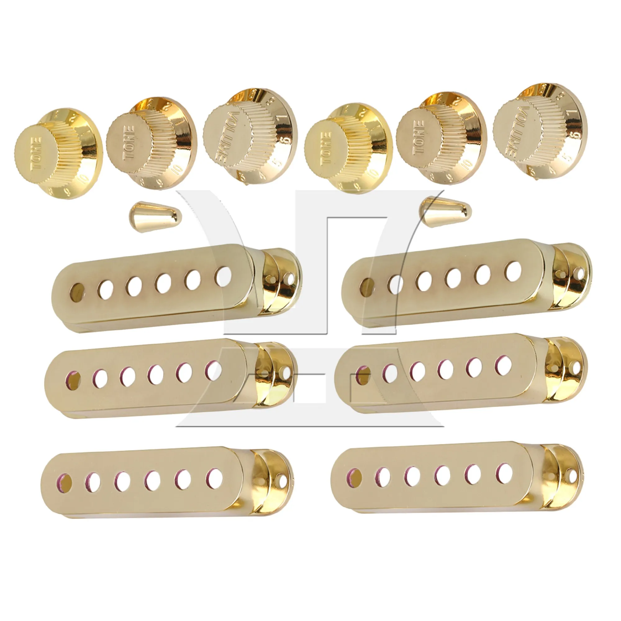 14 Pcs 6 Hole Single Coil Guitar Pickup Cover Switch Tip Knob 48/50/52mm