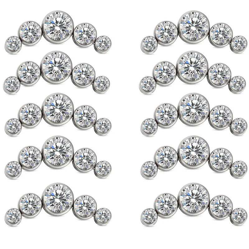 

10 Pcs ASTM F136 Titanium Ear Studs Cartilage Earrings 5 Zircon Arcs Labret Stud Piercing Labret Lip Stud Jewellry Wholesale