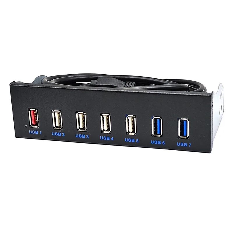 USB3.0 optical drive front panel 5.25 inch 7-port HUB 19PIN to 2-port U3 + 4-port U2 fast charging panel