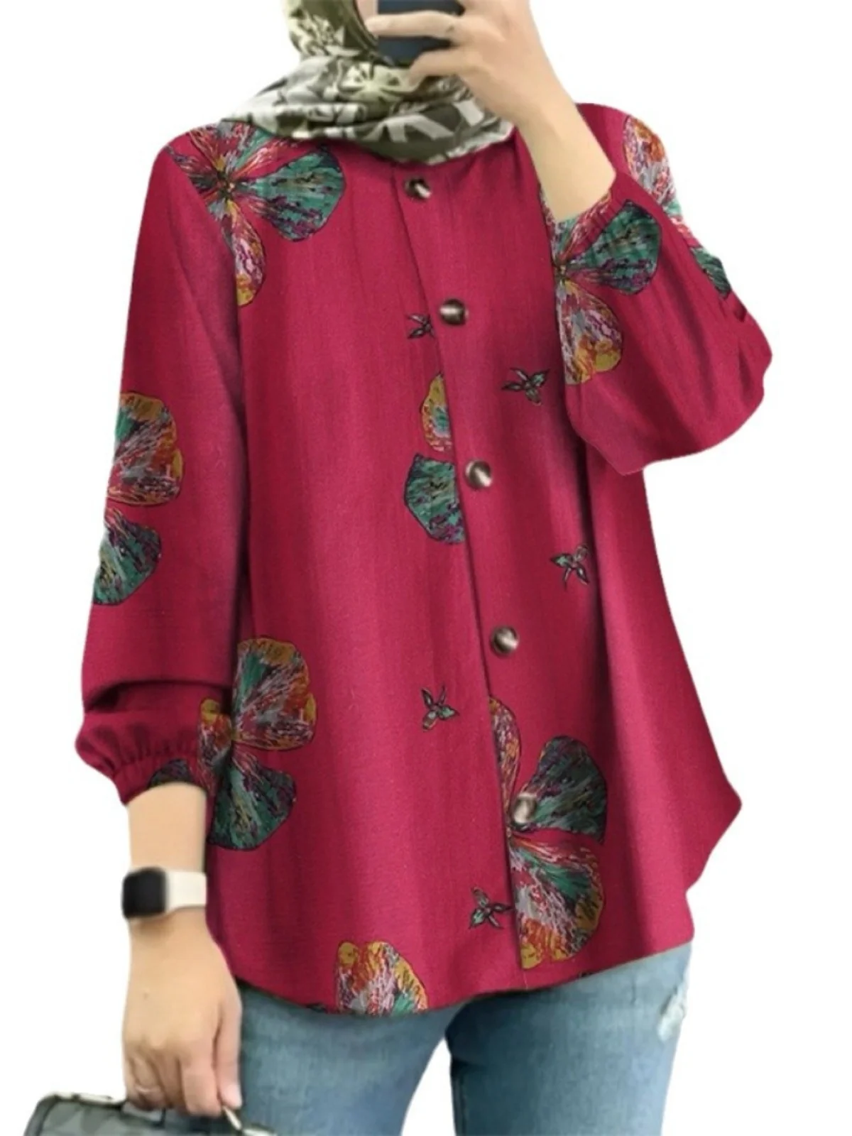 

Faionable с цветочным принтом женский irt Bubble Sve модный Ближний Восток малайский новый Sle трансграничная одежда этнический сценический костюм