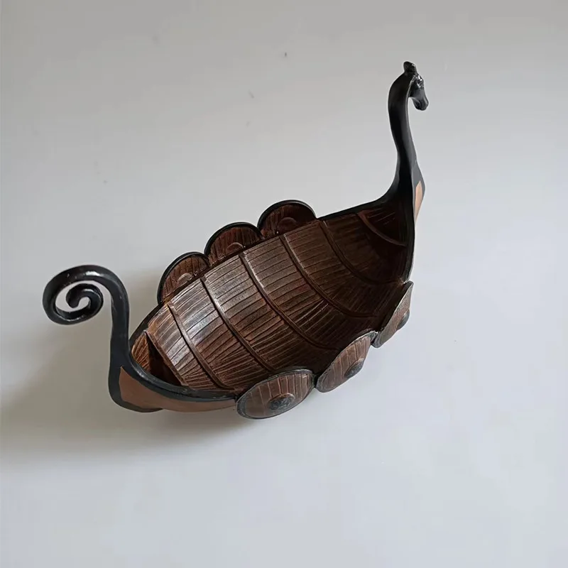 Nordic Retro Viking Dragon Head Boat Figurine Creative Resin Pirate Ship Craft Home Tabletop Decoration