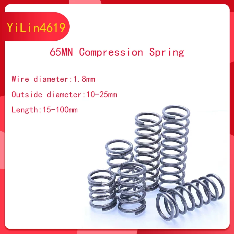 

65MN Strong Spring Steel Pressure Compression Spring Shock Absorption Return SpringDiameter 1.8mmCustomizable