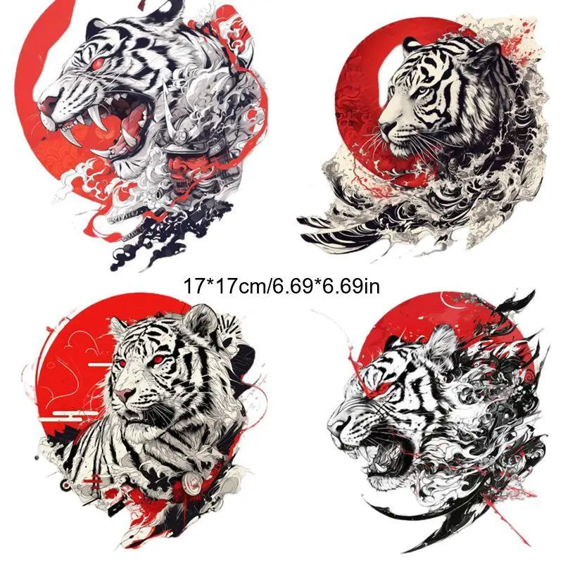 Autocollant de Moto de voiture Design tigre blanc 4 pièces/ensemble, autocollant tendance pour carrosserie de Moto automobile, autocollant Animal de véhicule accrocheur