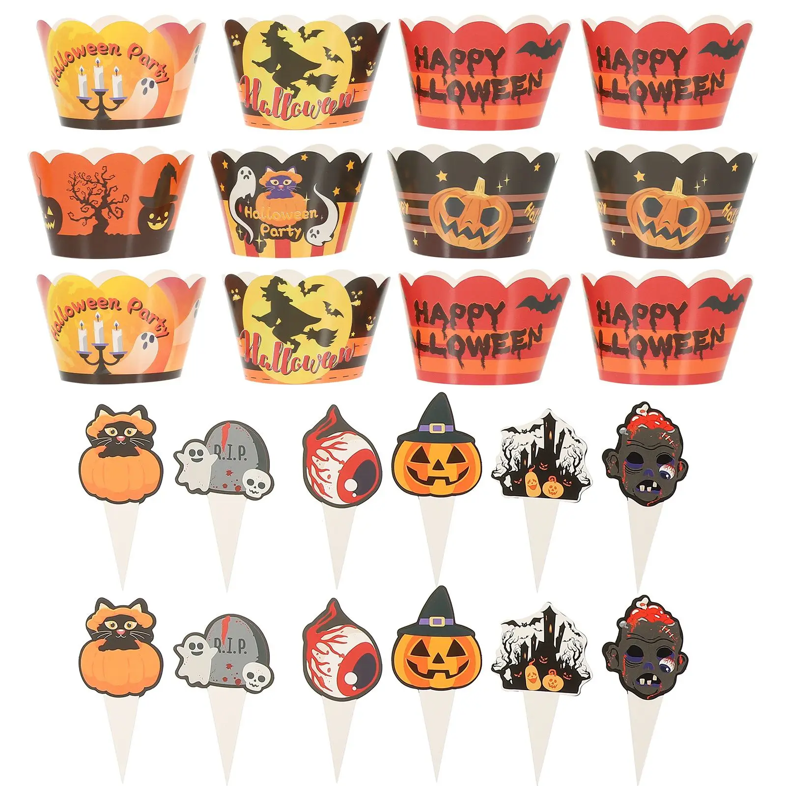 

Halloween Cake Surround Pumpkin Baking Cup Holder Party Supplies Paper Cups Decorations Dessert Cupcake Toppers