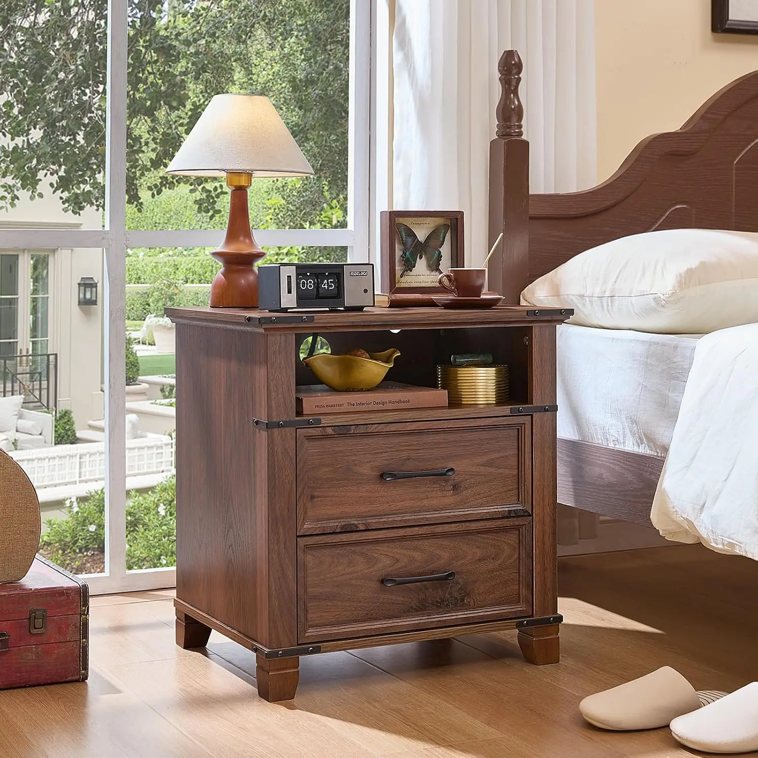 Farmhouse Nightstand Set with Charging 1