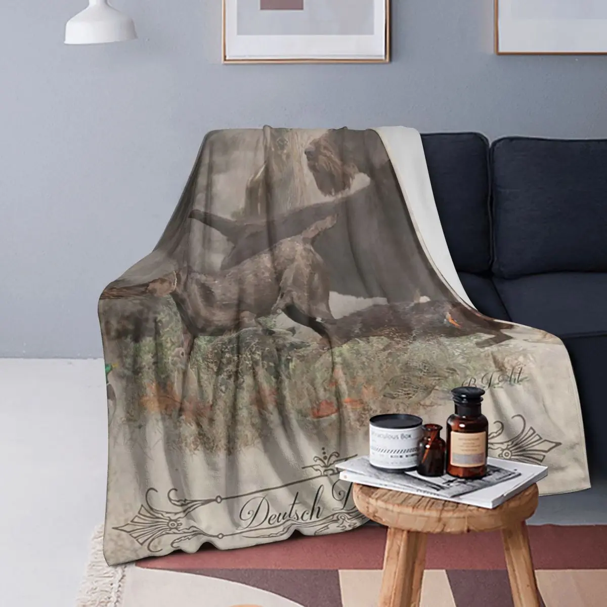 

German Wirehaired Pointers Gundogs Blanket Soft Warm Flannel Throw Blanket Cover for Bed Living room Picnic Travel Home Sofa