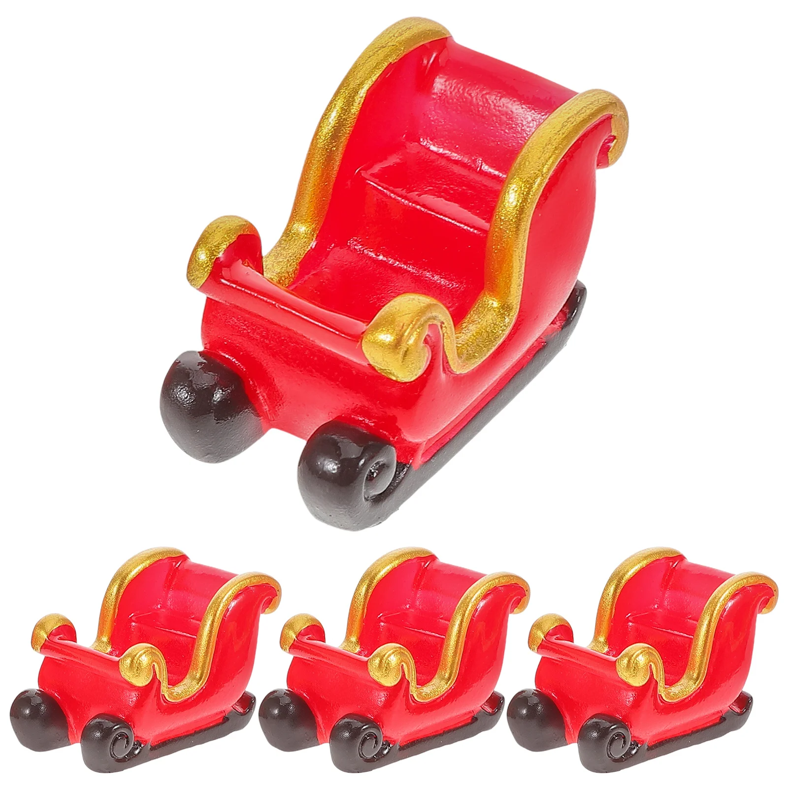 

4Pcs Christmas Deer Sleigh Mini Resin Figurines Miniature Snow Scene Desktop Xmas Decorations Mini Sleigh Ornament
