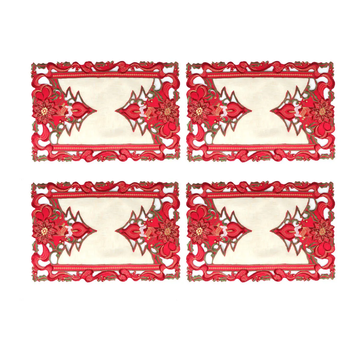 

4Pcs Christmas Tablecloth Premium Polyester Table Covers Rectangular 30x45cm Party Wedding Banquet Home Holiday Decoration