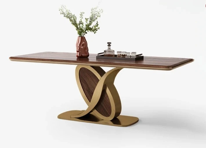 

North American black walnut dining table villa restaurant rectangular original Italian light luxury dining table