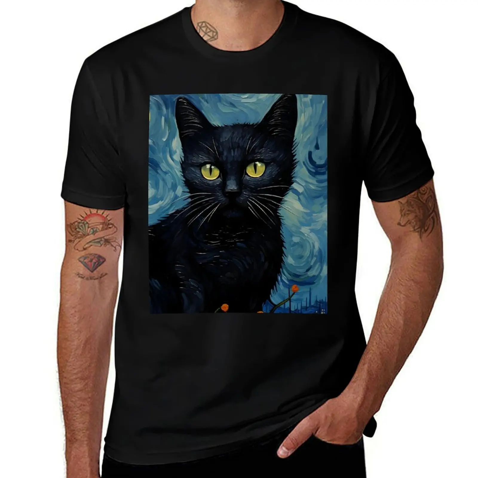 

Art Cat #46 T-Shirt cotton t shirts high quality mens graphic t shirts man t shirt luxury T-shirt