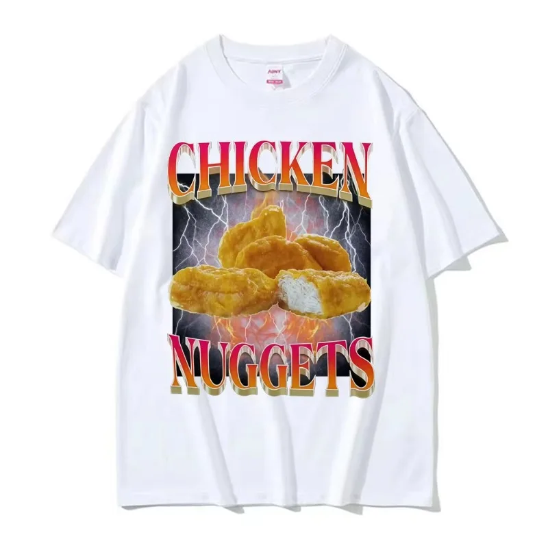 Funny Chicken Nuggets Vintage Style Graphic T-shirt Women Hip Hop Gothic Harajuku Short Sleeve Casual Aesthetic Clothes