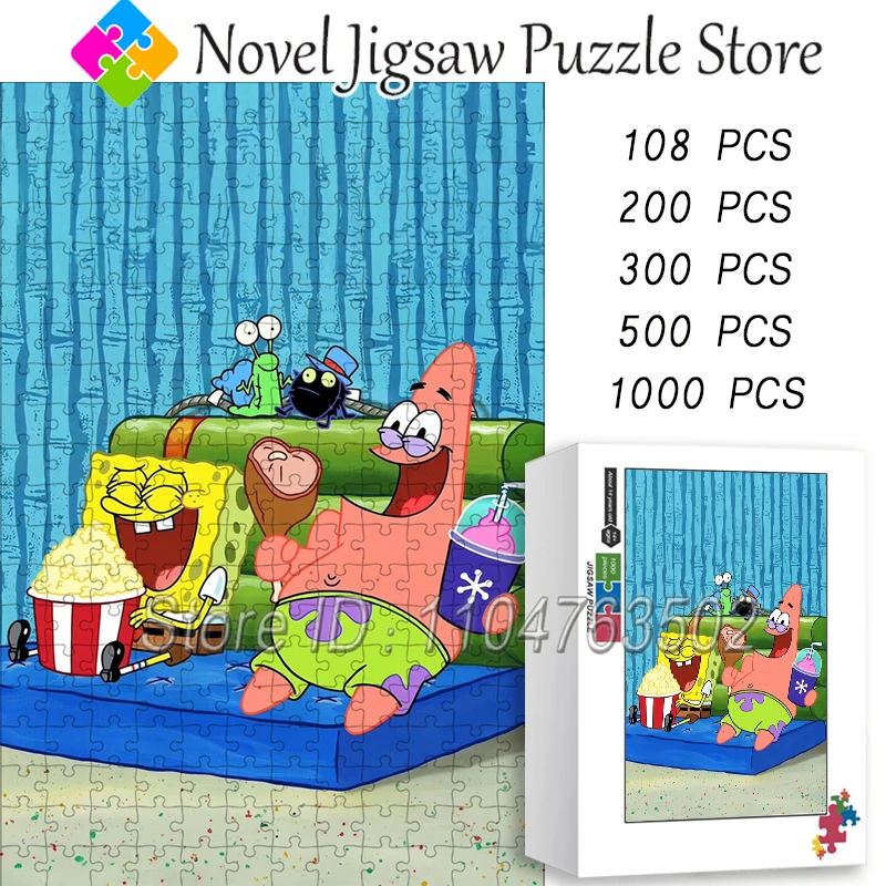 

Пазл «Губка Боб и Патрик Стар» 108/200/300/500/1000 деталей, мультяшные головоломки для детей, игрушки ручной работы