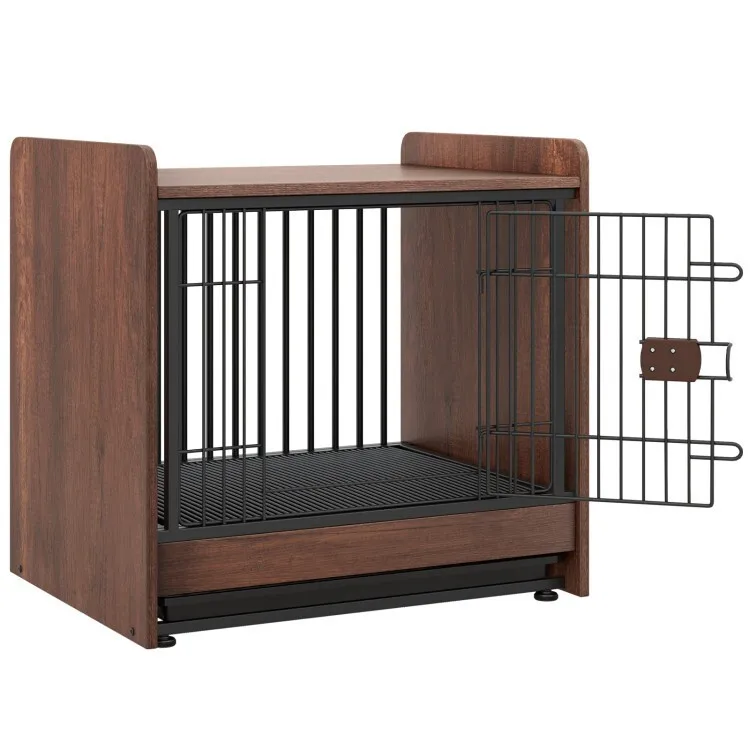 

2-in-1 Indoor Dog Crate Furniture Dog Cage with Removable Tray and Lockable Door