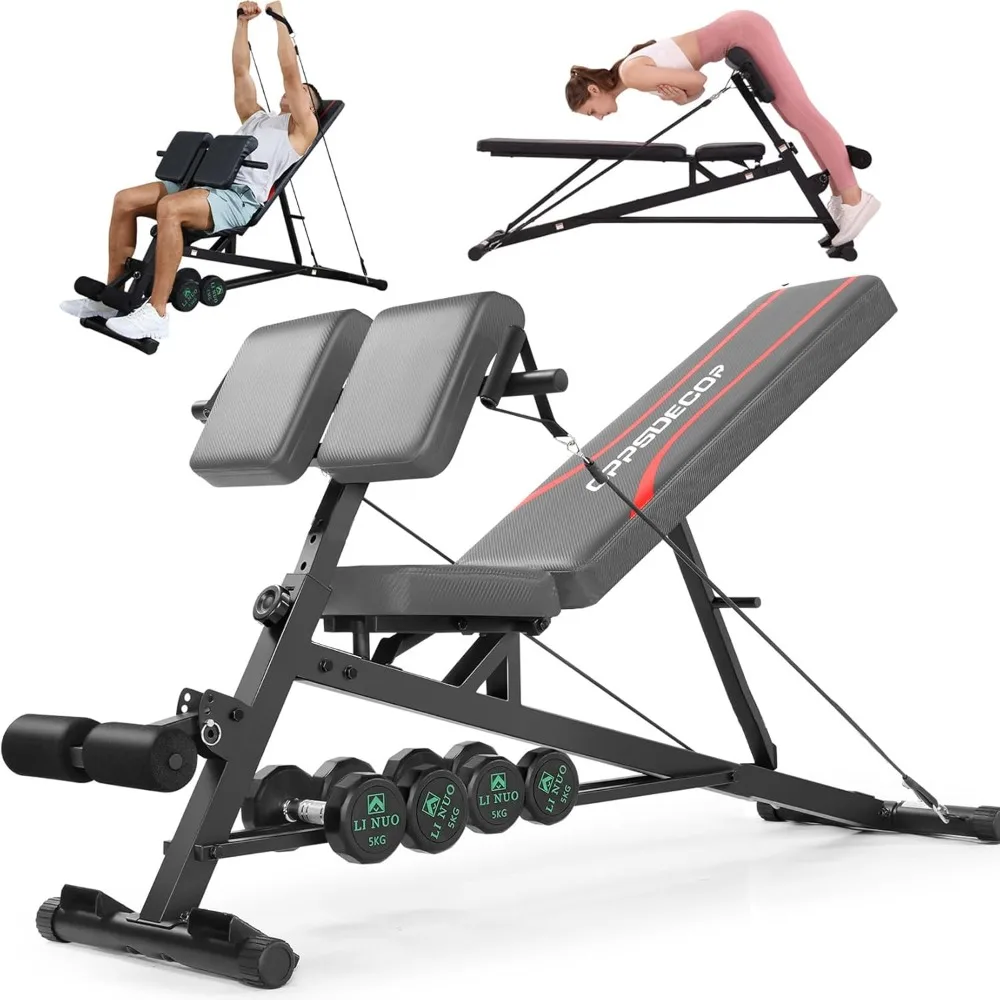 Banco de pesas ajustable con extensión de espalda hiper, rizo Preacher, silla romana, banco para abdominales para entrenamiento de cuerpo completo, 900 libras Wo