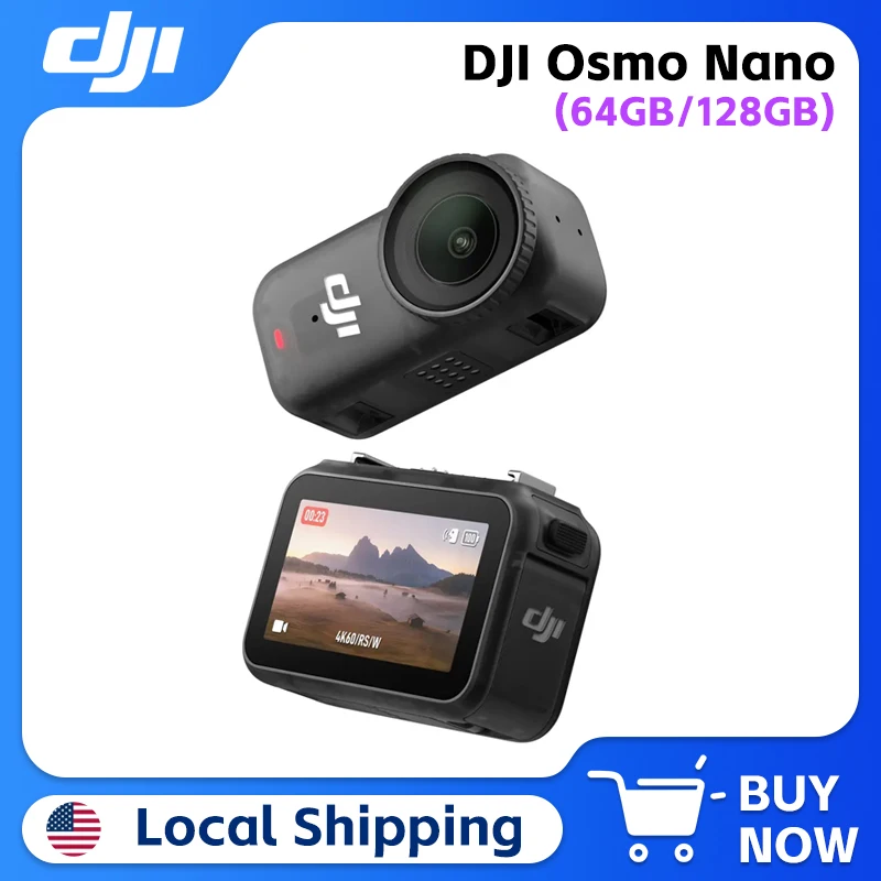 

DJI Osmo Nano (64 ГБ/128 ГБ) — совершенно новый, с сенсором 1/1.3 дюйма, легкий, с двусторонним магнитным креплением, 4K/60 кадров/с и 143° угол обзора ° Широкий угол обзора, 3 часа работы
