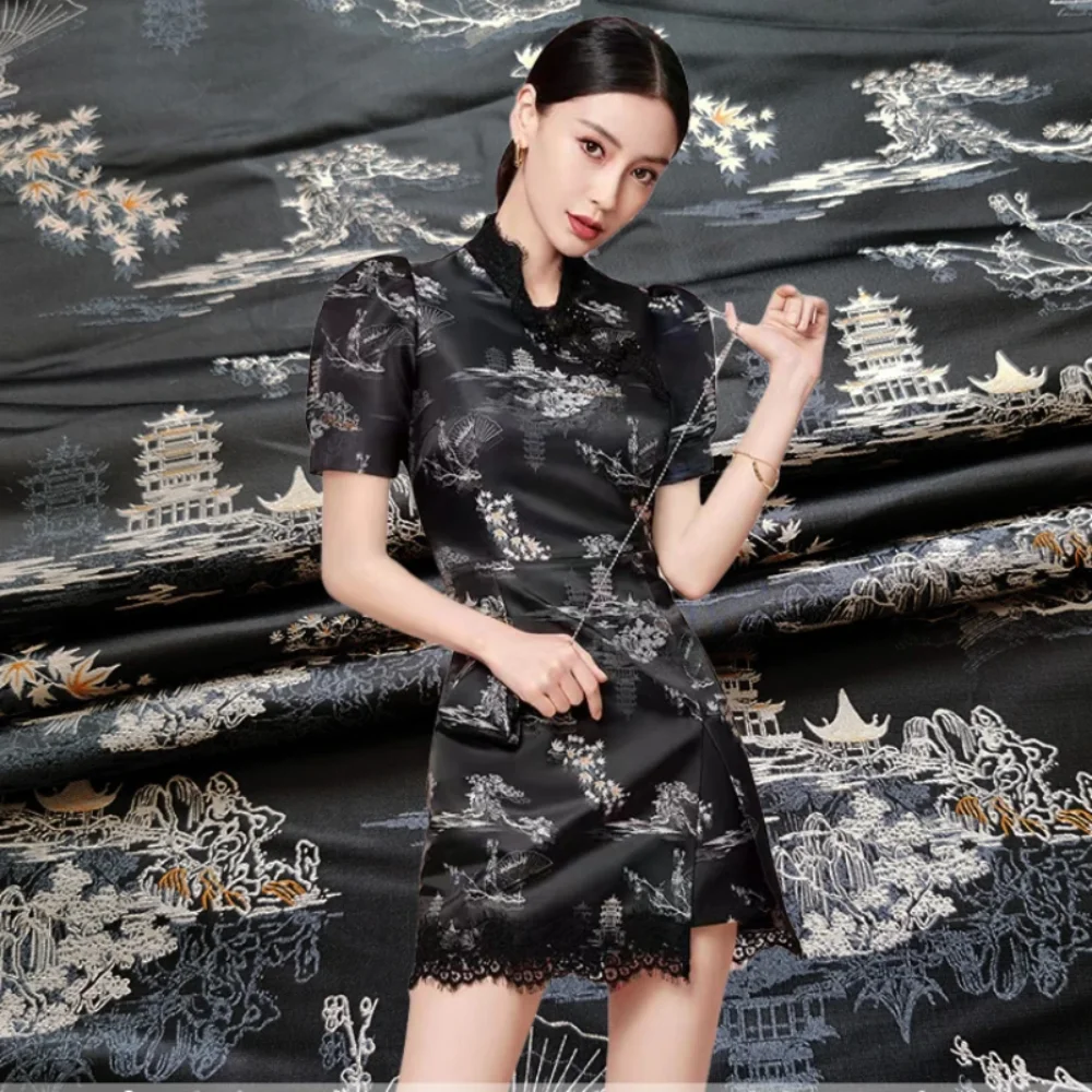 

Жаккардовая парчовая ткань, весна-осень, веер, платье, пальто, Cheongsam, жесткая ткань, брендовый дизайнер, сделай сам, шить, оптовая продажа, ткань