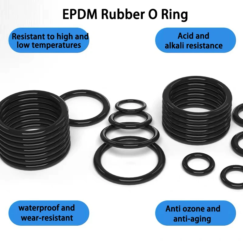 CS 1.0mm/1.5mm/2mm EPDM Rubber O Ring OD 4-100mm  Acid Alkali Resistant Waterproof High Temperature Resistant O-Ring Seal Gasket