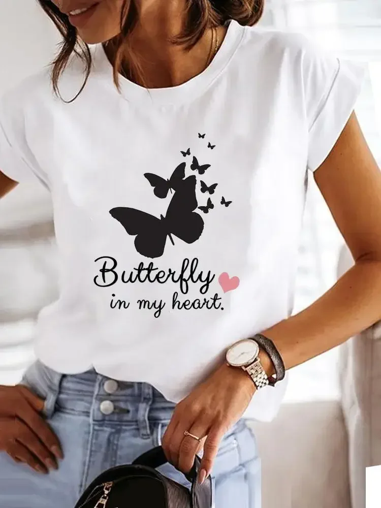 2025 sommer Frauen Kleidung Liebe Stil 90er Jahre Trend Grafik Druck T-shirt Mode Kurzarm T Shirt Nette Kleidung T weibliche Top