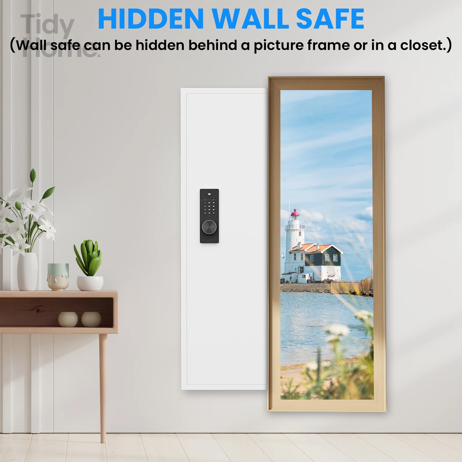 

53" Passwod Touch Panel In-Wall Safe,Hidden Wall Gun Safe for Rifles with Adjustable Shelves,Assembled Storage Multifunctional