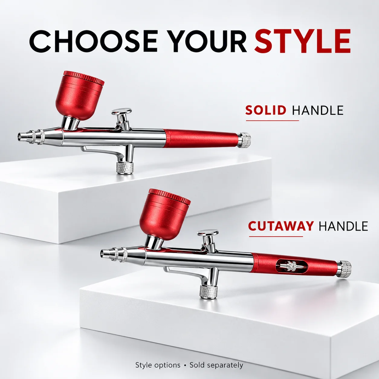 1. Dual Action Gravity Feed Airbrush Kit, Solid Handle / Cutaway Handle 2 Styles Optional for Model Painting